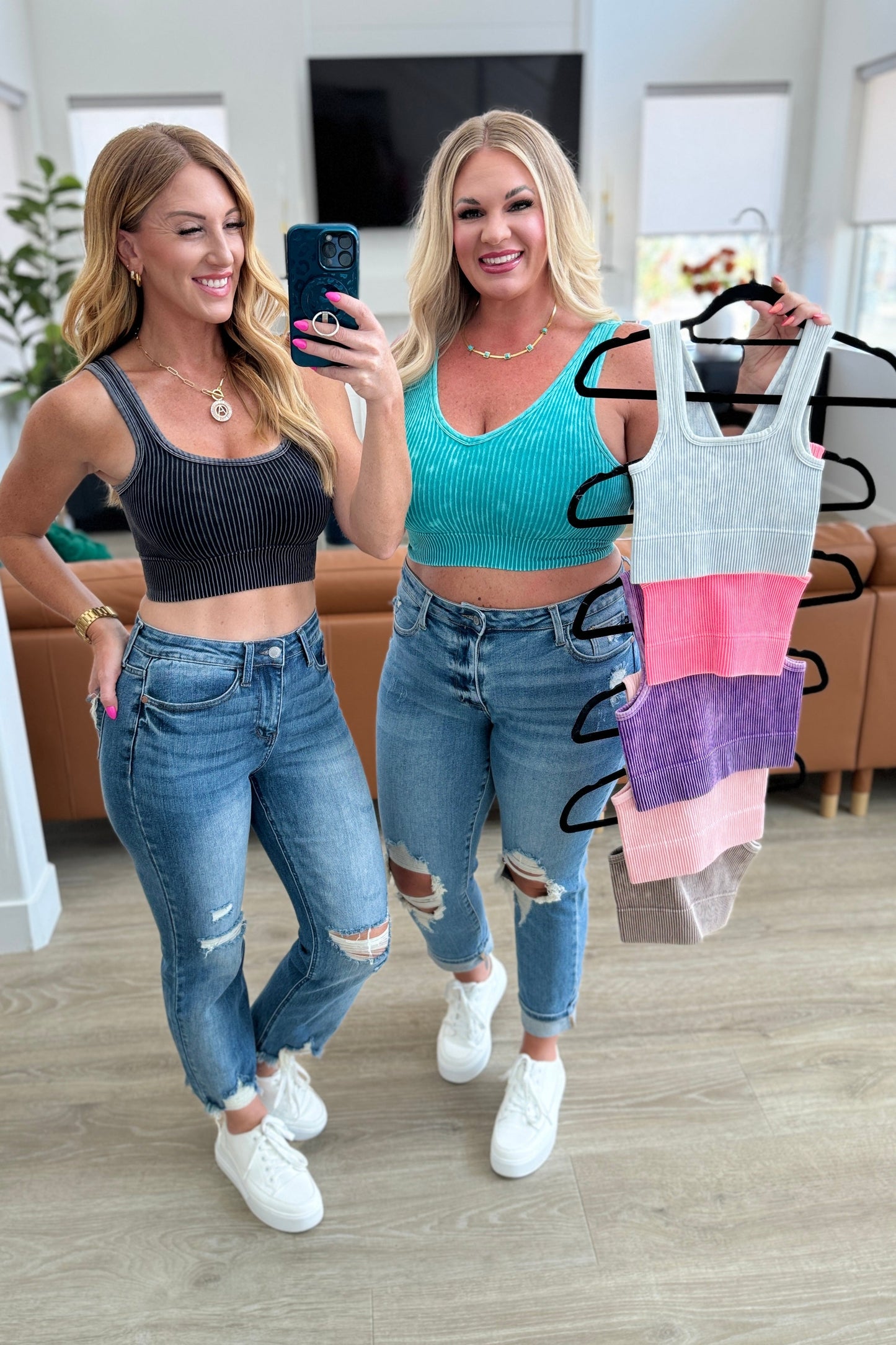 When and Where Reversible Ribbed Cropped Tank in Dusty Pink
