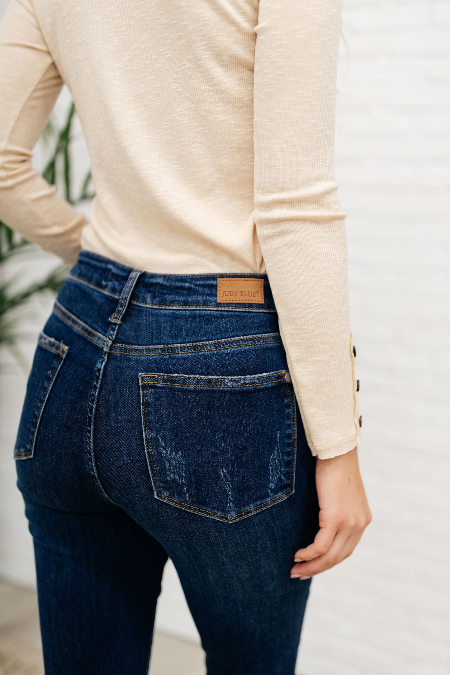 High Waist Slit Hem BootCut Jeans