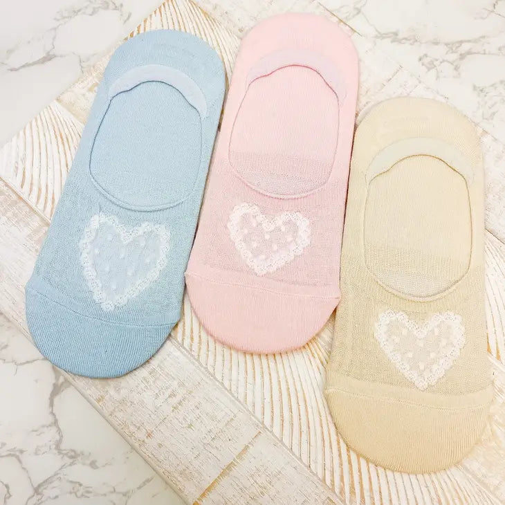 PREORDER: Lightweight Heart No Show Socks in Assorted Colors
