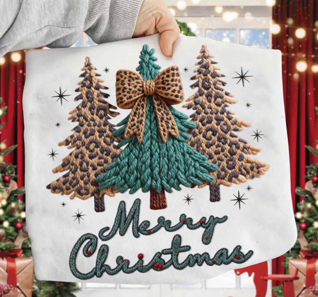 Teal & Leopard Trees Graphic Tee and Sweatshirt