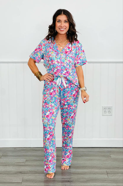 PREORDER: Button Front Pajama Pant Set in Three Prints