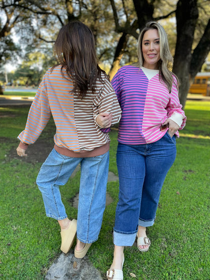 PREORDER: Step By Step Stripe Sweatshirt in Four Colors