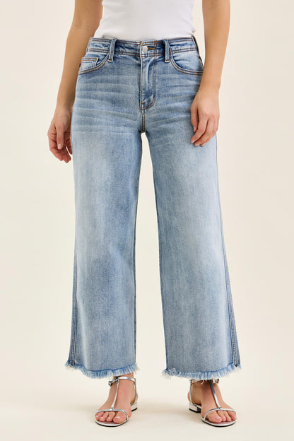 Mary Mid Rise Ankle Wide Leg + Hollywood WB + Fray Hem
