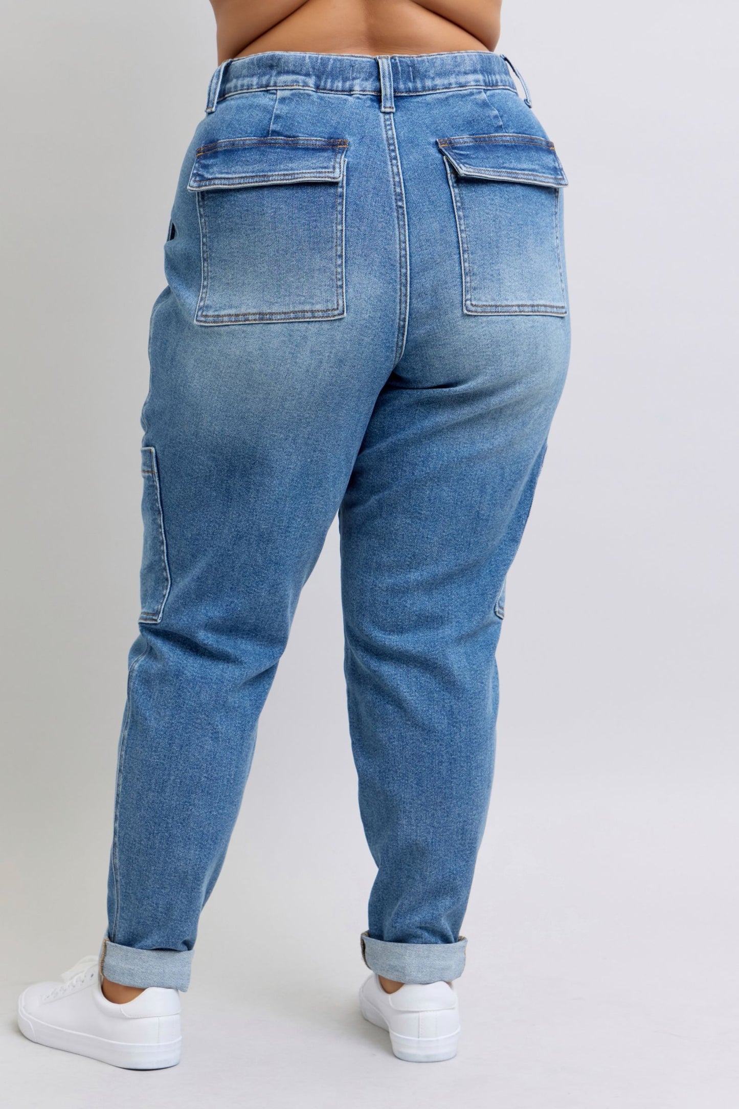 Clayton High Rise Cuffed Cargo Denim Jogger