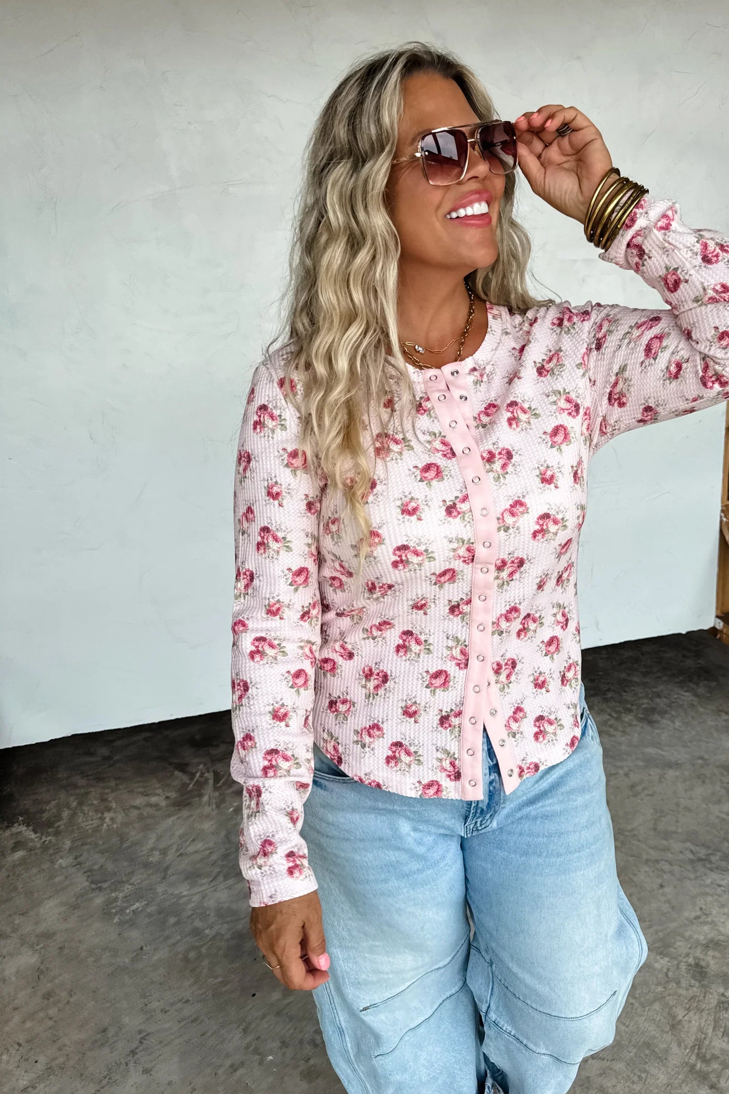 PREORDER: Kori Snap Button Waffle Top