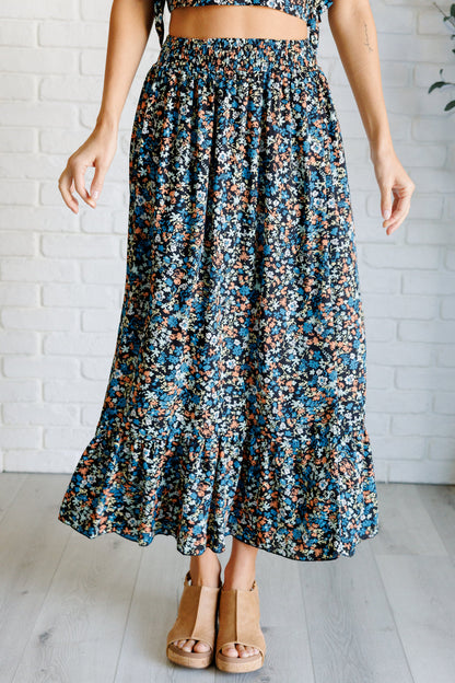 Flutter of Florals V-Neck Crop and Skirt Set