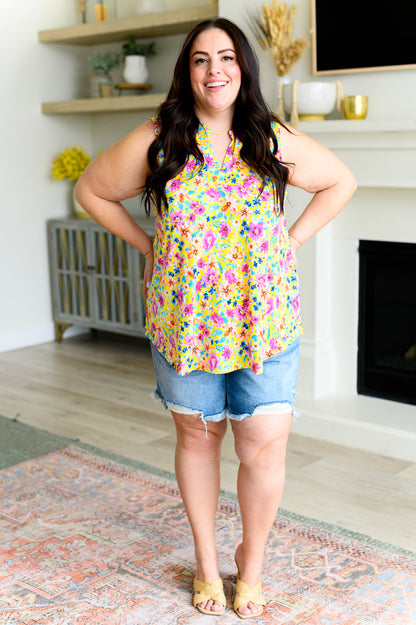 Lizzy Tank Top in Yellow Spring Floral