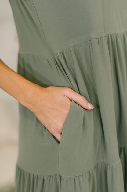 Lizzy Tiered Tank Dress in Pistachio