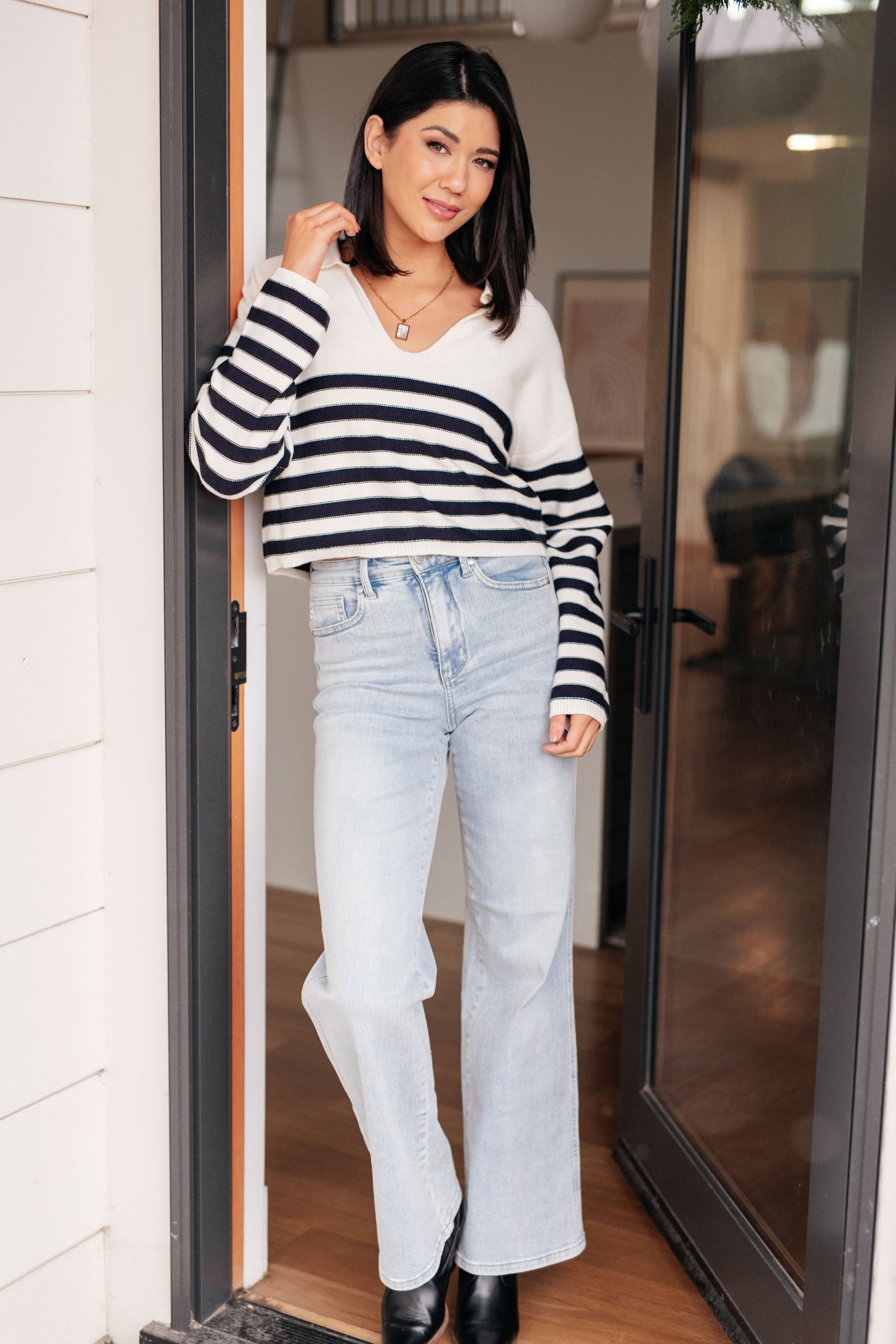 Memorable Moments Striped Sweater in White