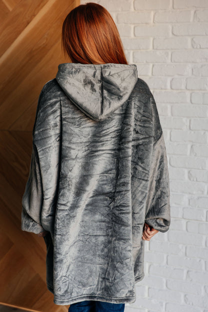 Oversized Velour Blanket Hoodie in Gray