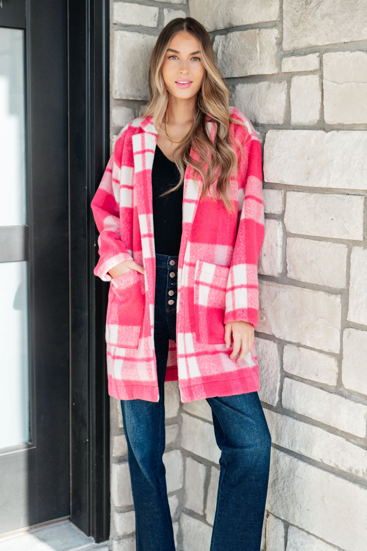 Passion in Plaid Coat in Pink