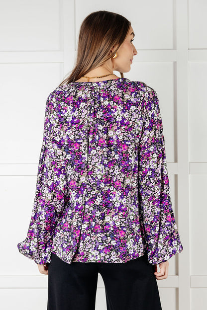 Pulled Together Ditsy Floral Bubble Sleeve Blouse