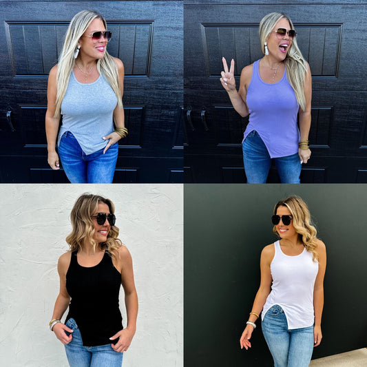 PREORDER: Gabby Side Slit Tank in Four Colors