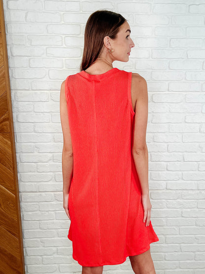 The Power I Hold V-Neck Ribbed Knit Dress in Summer Coral