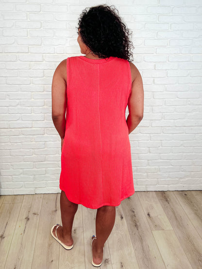 The Power I Hold V-Neck Ribbed Knit Dress in Summer Coral