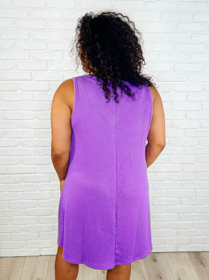 The Power I Hold V-Neck Ribbed Knit Dress in Tropical Violet