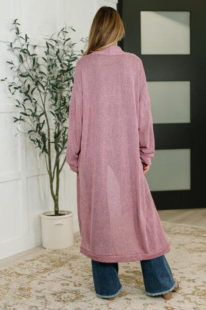 Travel Hideaway Open Front Cardigan in Cashmere Rose