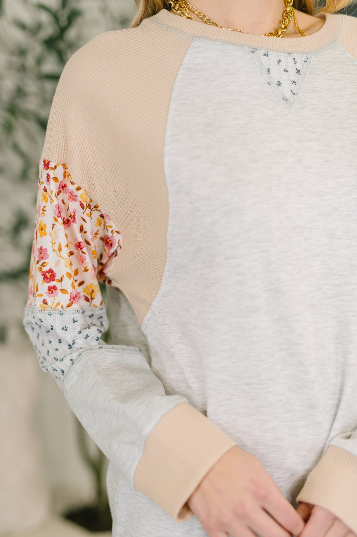 Wondering Aloud Patchwork Long Sleeve Top- 3/3/2026 NEW