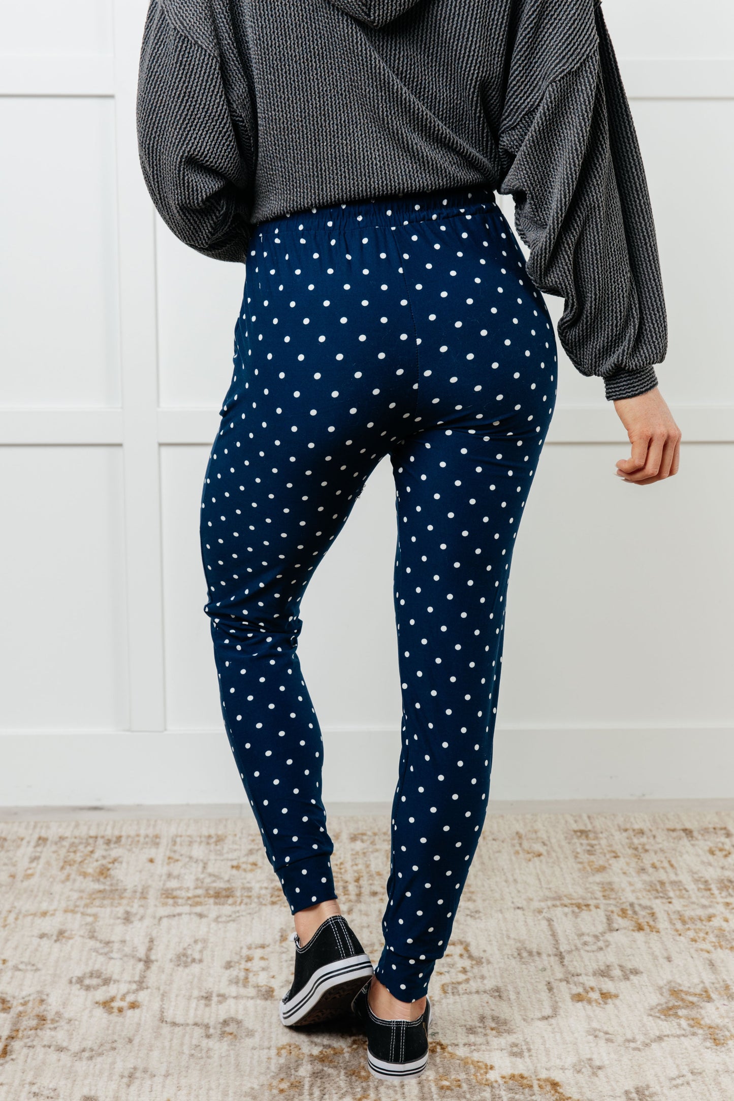 Your New Favorite Joggers in White Polka Dot