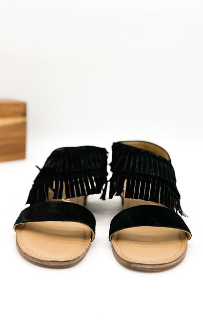 Fringe Star Sandal in Black