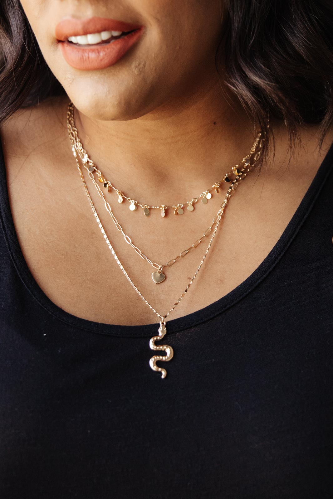 Snake Layered Pendant Necklace