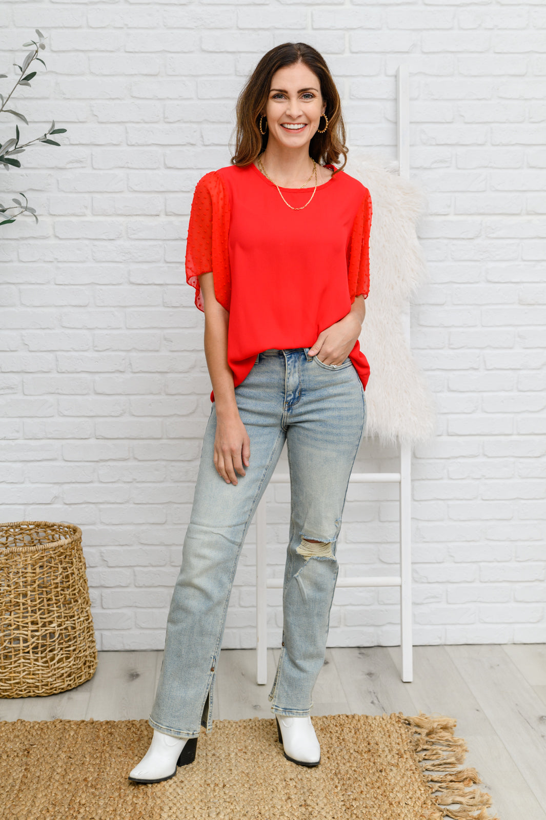 Best Of My Love Short Sleeve Blouse In Red