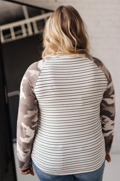 Camo & Stripes Raglan Top