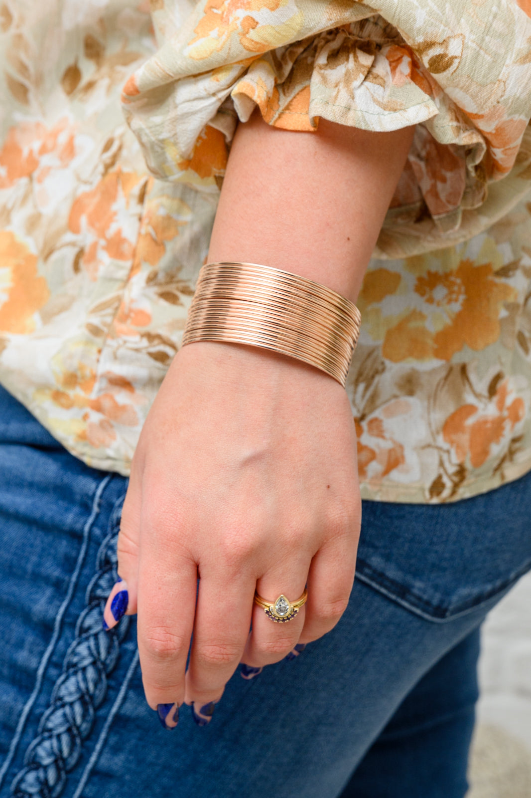 Clear Intentions Layered Cuff Bracelet In Rose Gold