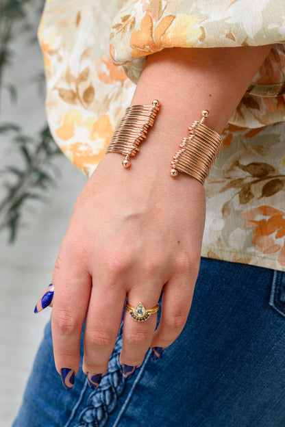 Clear Intentions Layered Cuff Bracelet In Rose Gold