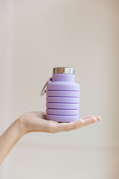 Collapsing Silicon Water Bottle in Purple