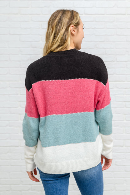 Color Blocked Striped Knit Sweater
