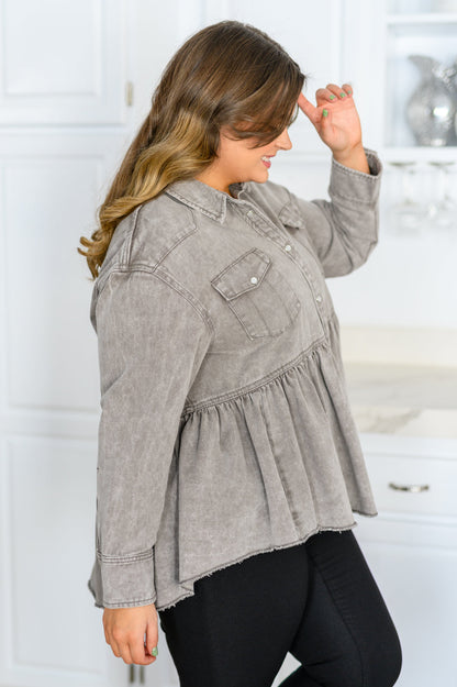 Earl Grey Button Up Long Sleeve Top