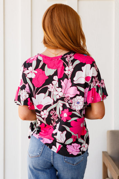 Floral First Ruffle Sleeve Top