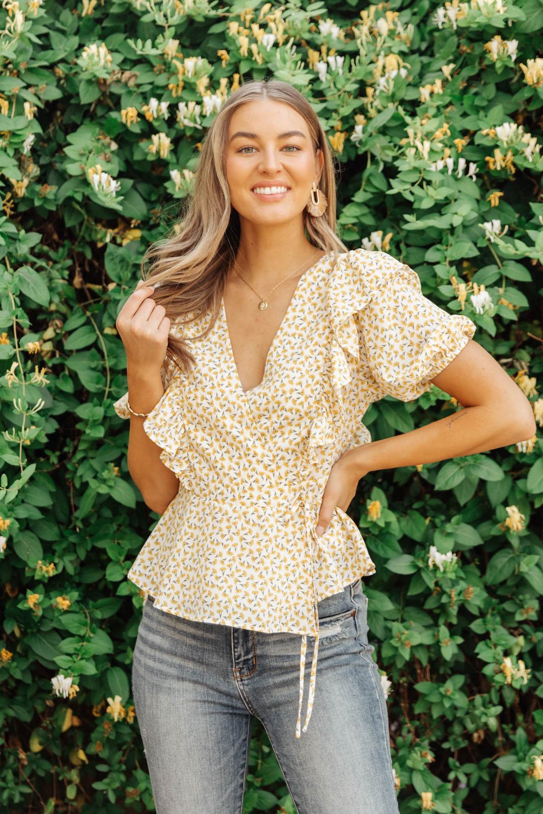 Folksong Floral Top in Yellow