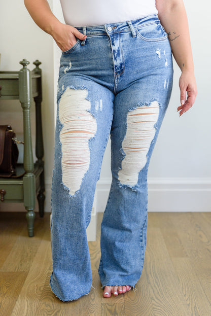 Kiana Heavy Destroy Flare Jeans
