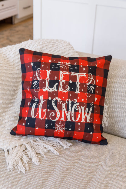 Let It Snow Buffalo Plaid Pillow Case