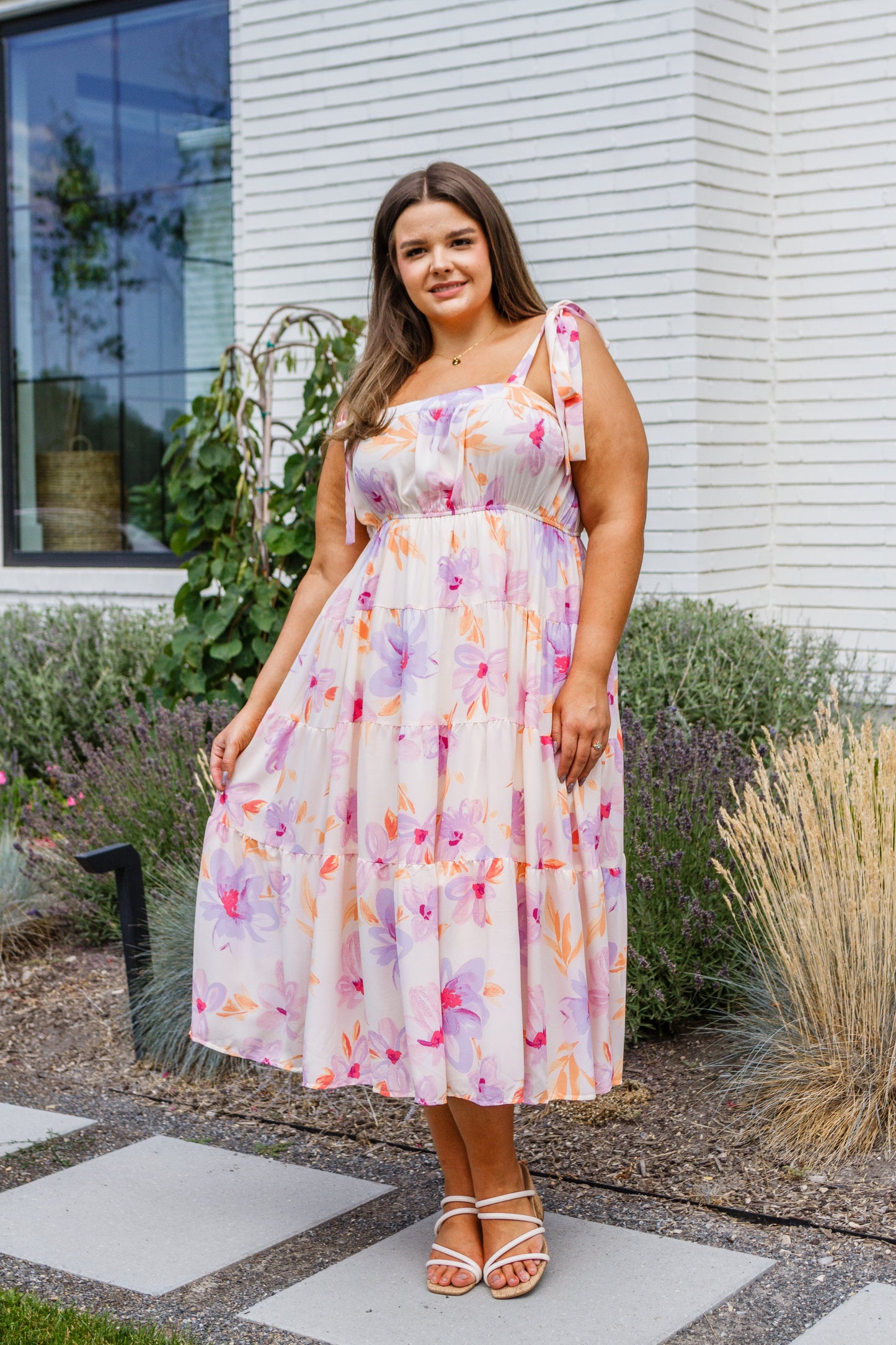 Pastel Petals Floral Midi Dress