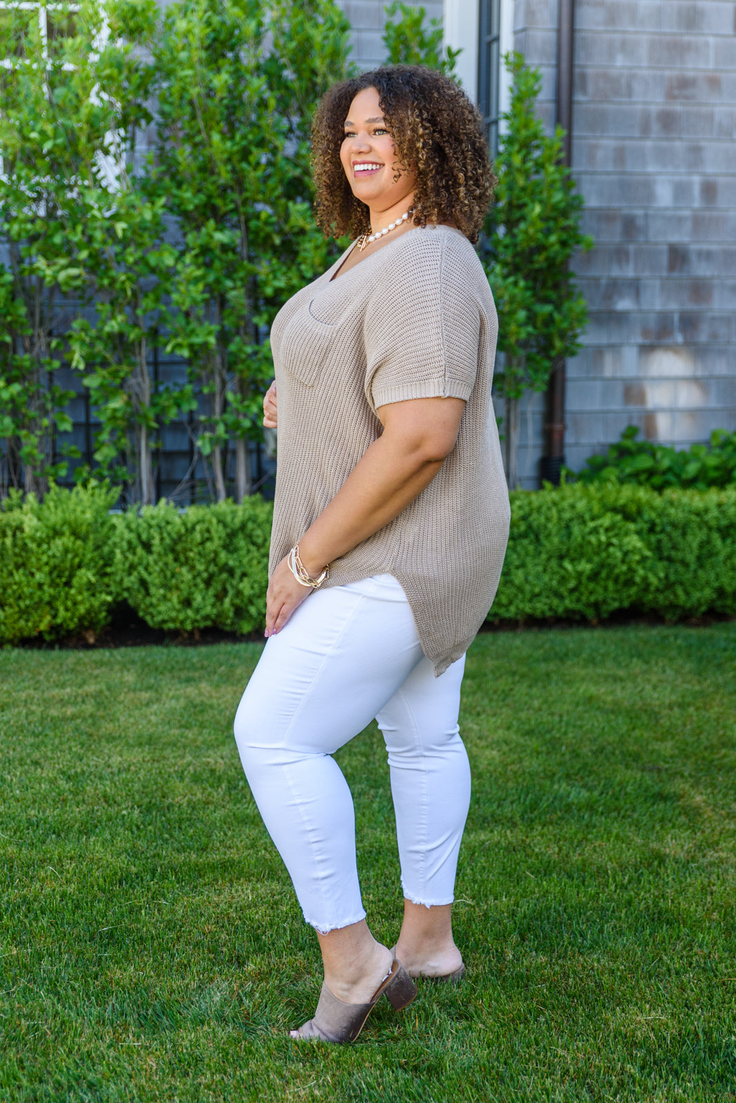 Pure Bliss Knit Top In Taupe